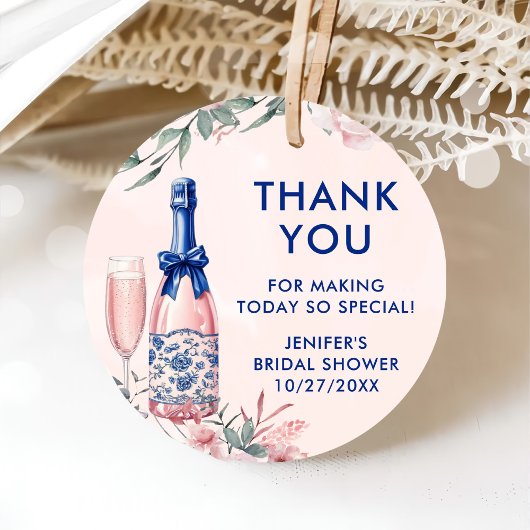 シャンパンブランチとバブルリーな花嫁のシャワー フェイバータグ