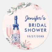 シャンパンブランチとバブルリーな花嫁のシャワー ラウンドシール (正面)