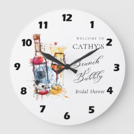シャンパンブランチとバブルリーな花嫁の歓迎 ラージ壁時計