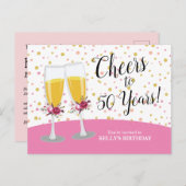 シャンパンブランチ&バブリー応援誕生日 インビテーションポストカード (正面/裏面)