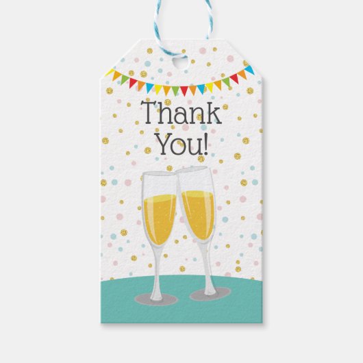 シャンパンブランチ&バブリー応援誕生日 ギフトタグ (正面)