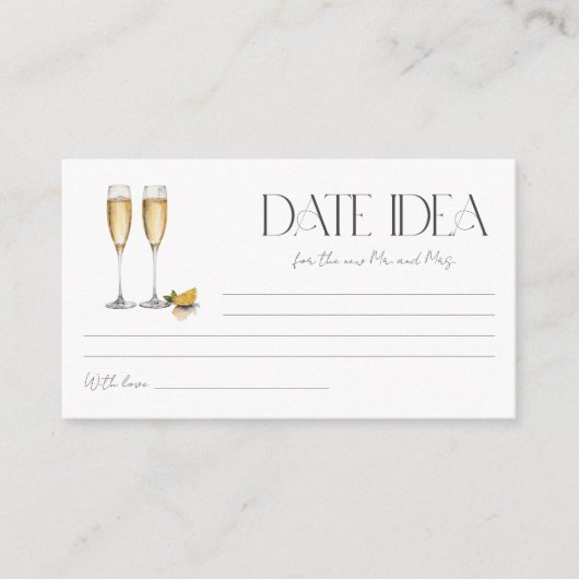 シャンパンブランチ＆バブルパーティー デートナイトアイデア エンクロージャーカード (正面)