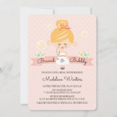 シャンパンブルンチブライダルシャワー招待ブロンド 招待状 (正面)