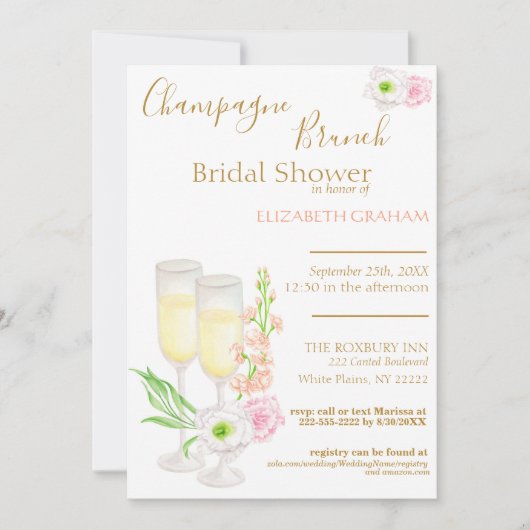 シャンパンブルンチブライダルシャワー招待 招待状 (正面)