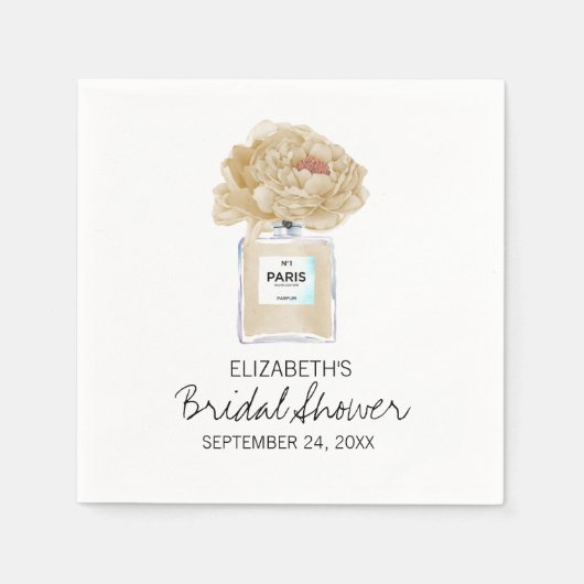 シャンパンプオニーズアンドフュームフローラブライダルシャワー スタンダードカクテルナプキン (正面)