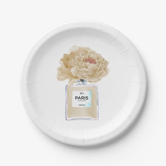 シャンパンプオニーズアンドフュームフローラブライダルシャワー ペーパープレート (正面)