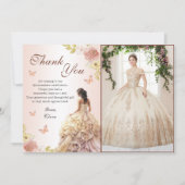 シャンパンプリンセスドレスキンセニェラ誕生日 サンキューカード (正面)