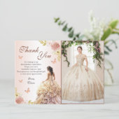 シャンパンプリンセスドレスキンセニェラ誕生日 サンキューカード (スタンド正面)