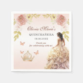 シャンパンプリンセスドレスキンセニェラ誕生日 スタンダードカクテルナプキン (正面)