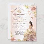 シャンパンプリンセスドレスキンセニェラ誕生日 招待状 (正面)