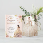 シャンパンプリンセスドレスキンセニェラ誕生日 招待状 (スタンド正面)
