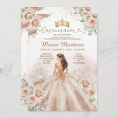 シャンパンプリンセスフローラ金ゴールドグリッターキンセアニラ 招待状 (正面/裏面)