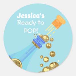 シャンパンベビーポップ・アートのブルーシャワー特典の準備 ラウンドシール