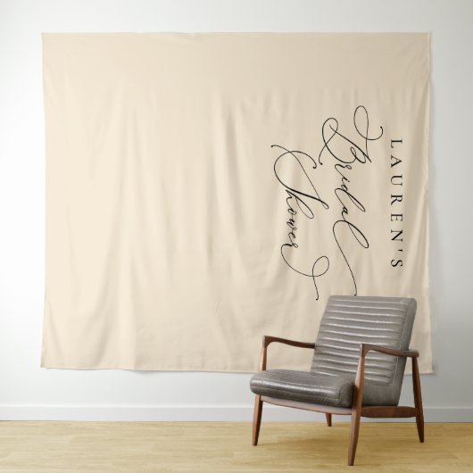 シャンパンベージュのブライダルシャワーの写真用背景 タペストリー (インサイチュ(横))