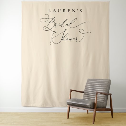 シャンパンベージュのブライダルシャワーの写真用背景 タペストリー (インサイチュ)