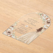 シャンパンベージュクリームフローラプリンセスキンセアニラ アクリル招待状 (レイダウン)