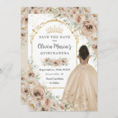 シャンパンベージュクリームフローラプリンセスキンセアニラ セーブザデート (正面/裏面)