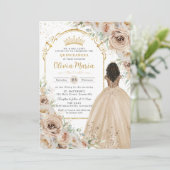 シャンパンベージュクリームフローラプリンセスキンセアニラ 招待状 (スタンド正面)