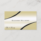 シャンパンベージュ曲線デコールラインきらめく 名刺 (正面)