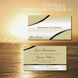 シャンパンベージュ曲線デコールラインきらめく 名刺