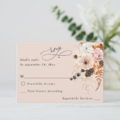 シャンパンベージュ&オレンジ素朴フローラノミールBE 出欠カード (スタンド正面)