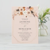 シャンパンベージュ&オレンジ素朴フローラ結婚- BE 招待状 (スタンド正面)