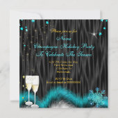 シャンパンホリデーパーティーティール(緑がかった色)ブルーハイヒール 招待状 (裏面)