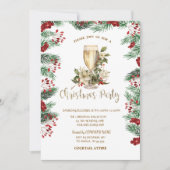 シャンパンホリーベリーポインセチア・クリスマス 招待状 (正面)