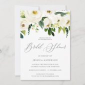 シャンパンホワイトフラワーズエレガントブライダルシャワー 招待状 (正面)