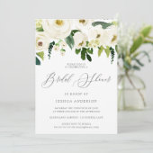 シャンパンホワイトフラワーズエレガントブライダルシャワー 招待状 (スタンド正面)