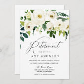 シャンパンホワイトフラワーズエレガントリタイアメントパーティー 招待状 (正面/裏面)