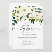 シャンパンホワイトフラワーバプテエレガントィズム 招待状 (正面/裏面)