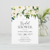 シャンパンホワイトブルーミングフラワーズブライダルシャワー 招待状 (スタンド正面)