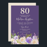 シャンパンホワイトローズパープル80th誕生日パーティー 招待状<br><div class="desc">シャンパンホワイトローズパープル80thバースデーパーティーの招待状を参照してくださいストアのマッチングコレクション</div>
