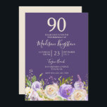 シャンパンホワイトローズパープル90th誕生日パーティー 招待状<br><div class="desc">シャンパンホワイトローズパープル90thバースデーパーティーの招待状を参照してくださいマッチングコレクションin store</div>