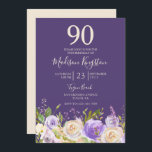 シャンパンホワイトローズパープル90th誕生日パーティー 招待状<br><div class="desc">シャンパンホワイトローズパープル90thバースデーパーティーの招待状を参照してくださいマッチングコレクションin store</div>