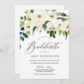 シャンパンホワイト花エレガントバチェロレッテ 招待状 (正面/裏面)