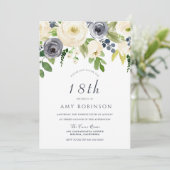 シャンパンホワイト&ネイビーフローラ18thバースデーパーティー 招待状 (スタンド正面)