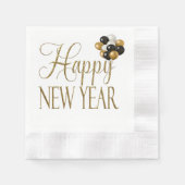 シャンパンホワイト&金ゴールド大晦日ペーパーナプキン 縁ありカクテルナプキン (正面)