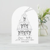 シャンパンボウタワー セーブ・ザ・デート ウェディング 招待状 (スタンド正面)