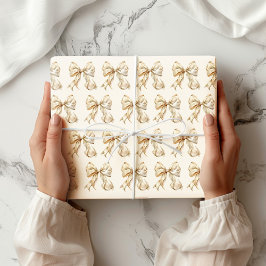 シャンパンボウ付き金ゴールドグリッターグラマー ラッピングペーパー