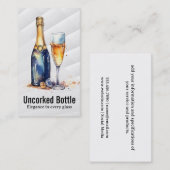 シャンパンボトルとワイングラス | 水彩スタイル 名刺 (正面/裏面)
