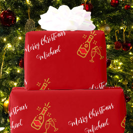 シャンパンボトルガラスカスタム文字パーソナライズされた ラッピングペーパー