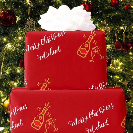 シャンパンボトルガラスカスタム文字パーソナライズされた ラッピングペーパー