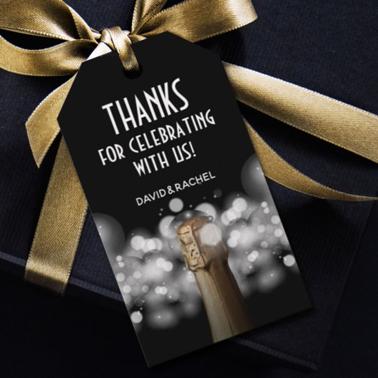 シャンパンボトル白黒《写真》ぼけ味 ギフトタグ