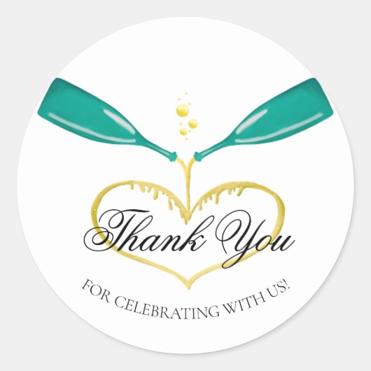 シャンパンボトル結婚ズクラシックラウンドステッカー ラウンドシール (正面)