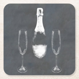 シャンパンボトル スクエアペーパーコースター