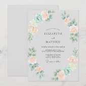 シャンパンミントのソフトな結婚式のリース 招待状 (正面/裏面)