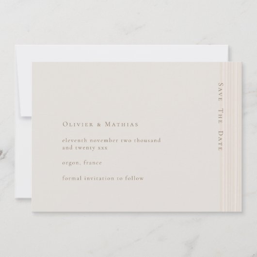 シャンパンモダン金ゴールドミニマリスト日付の保存 招待状 (正面)