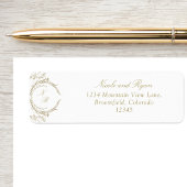 シャンパンモノグラムエレガントウェディング差出人住所 ラベル